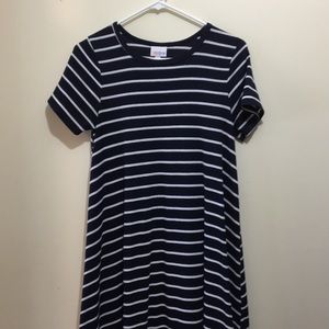LuLaRoe Carly, Navy blue White stripes XXS